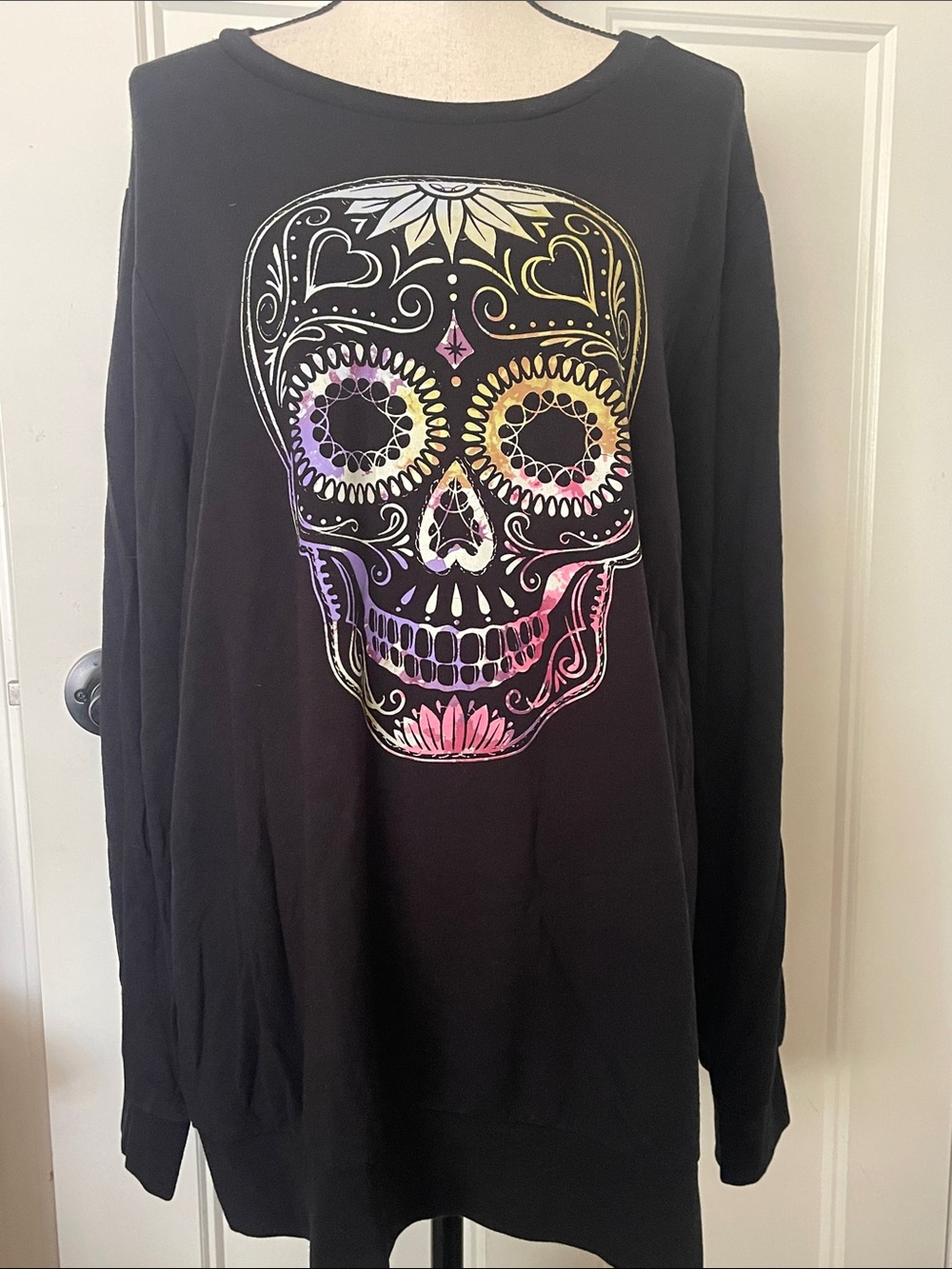torrid Black Sweatshirt with Multicolor Sugar Skull Graphic